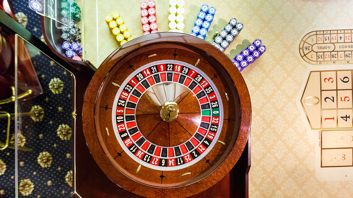 Roulette Wiel en chip - bovenaanzicht